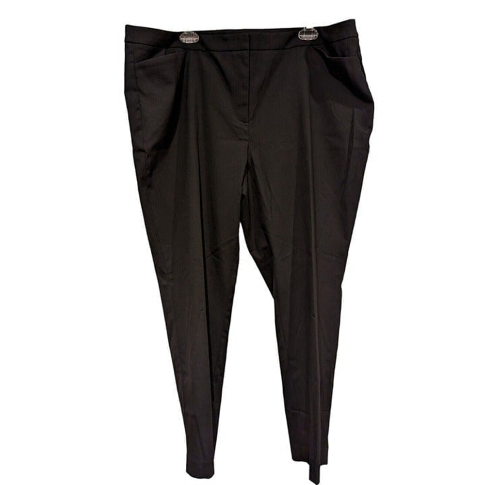 Halogen Straight Leg Dress Pants Size 18 Black Ankle Stretch Trousers Womens